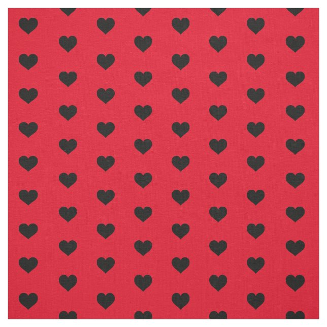 Moderne schwarze Herzen auf rotem Valentinmuster Stoff (Muster)