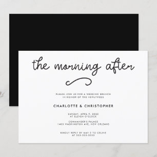 Moderne schwarze Hochzeit am Morgen danach Einladung