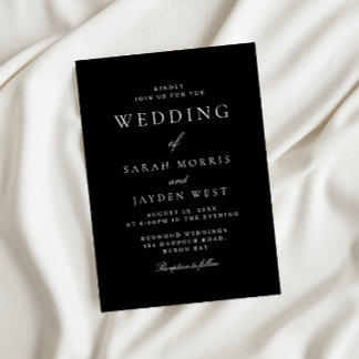 Moderne Schwarze Hochzeit Einladung