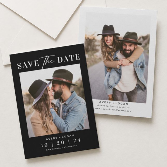Moderne Schwarze Hochzeit im Foto Save The Date (Von Creator hochgeladen)
