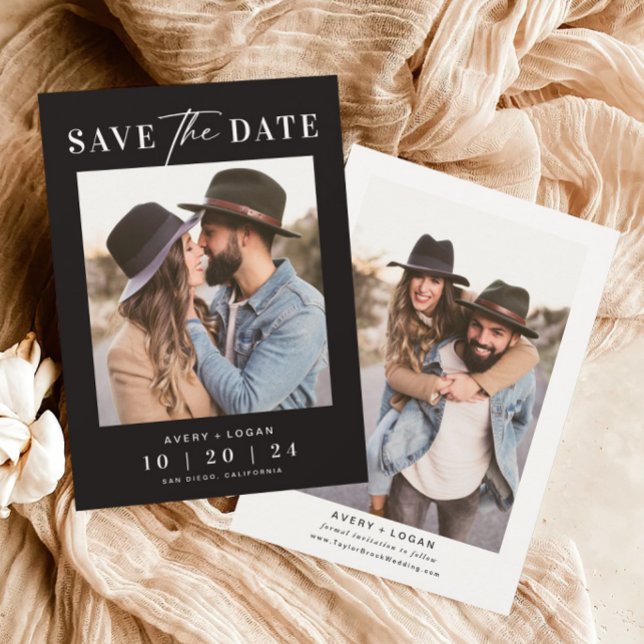 Moderne Schwarze Hochzeit im Foto Save The Date (Von Creator hochgeladen)