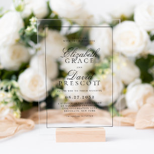 Moderne Schwarze Hochzeit im Stil des alten Geldes Acryleinladungen