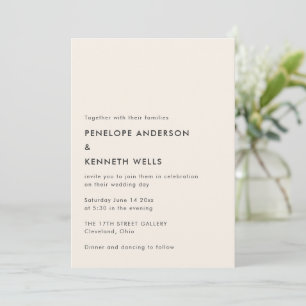 Moderne schwarze Hochzeit minimalistisch einfach Einladung