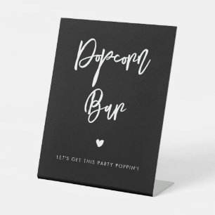 Moderne Schwarze Hochzeit Popcorn Bar Sockelschild