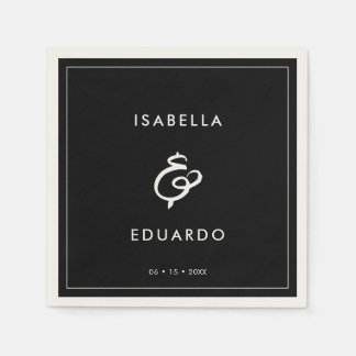 Moderne schwarze Hochzeit Serviette