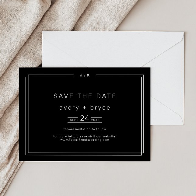 Moderne Schwarze Hochzeit Sichern Sie das Datum /  Save The Date (Modern Black Wedding Save the Date / AVERY)