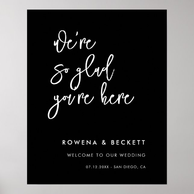 Moderne schwarze Hochzeit So froh, dass Sie hier s Poster (Vorne)