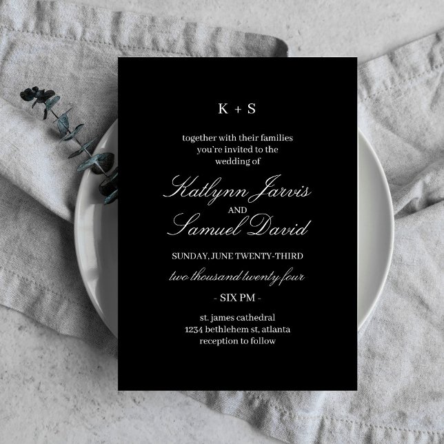 Moderne Schwarze Hochzeitskarte Einladung (Von Creator hochgeladen)