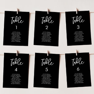 Moderne schwarze Hochzeitskarten Tischnummer