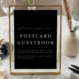 Moderne Schwarze Hochzeitspostkarten-Gästebuch-Bes Karte