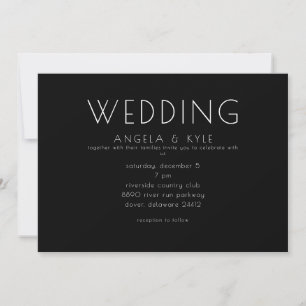 Moderne schwarze horizontale Hochzeit Schrift Einladung