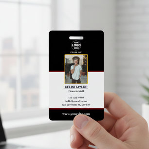 Moderne schwarze ID-Karte mit Foto und Logo Ausweis