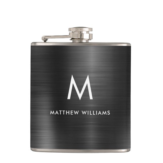 Moderne Schwarze Imitate aus Monogramm, aus gebürs Flachmann (Vorderseite)