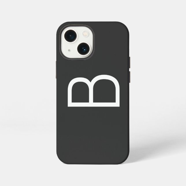 Moderne schwarze Initialbuchstaben-Monogramm iPhone Hülle (Rückseite)