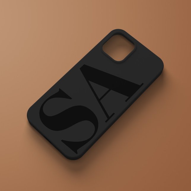 Moderne schwarze initiale minimal zeitgenössisch iPhone hülle (Von Creator hochgeladen)