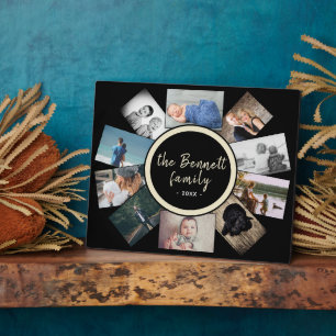 Moderne Schwarze Jahresfamilie bewahren FotoCollag Fotoplatte
