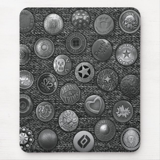 Moderne, schwarze Jeans mit Knöpfen Mousepad (Vorne)