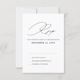 Moderne Schwarze Kalligrafie Einfache Minimalistis RSVP Karte