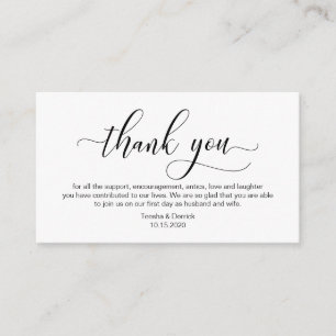 Moderne schwarze Kalligrafie, Hochzeit Danke Begleitkarte