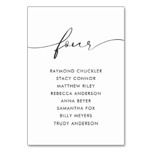 Moderne Schwarze Kalligrafie Hochzeittisch Vier Tischnummer