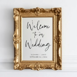 Moderne Schwarze Kalligraphie Hochzeit Willkommen Fensteraufkleber