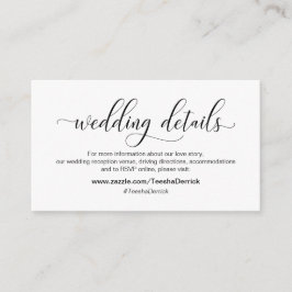 Moderne schwarze Kalligraphie, Hochzeitdetails, We Begleitkarte