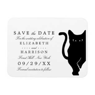 Moderne schwarze Katzenhochzeit spart das Datum Magnet