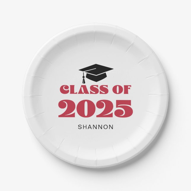 Moderne schwarze Klasse 2025 Pappteller (Vorderseite)