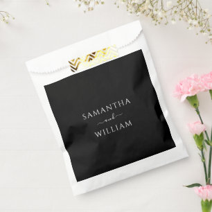 Moderne schwarze klassische Foto-Hochzeit Geschenktütchen