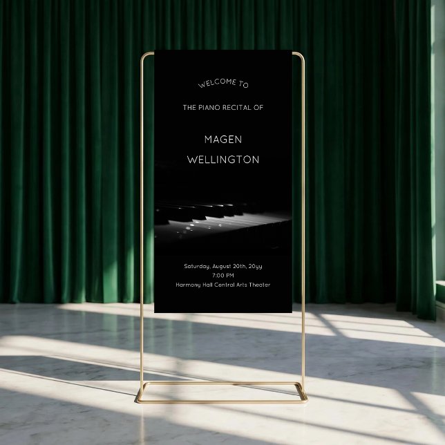 Moderne schwarze Klavierkonzert Begrüßung Banner (Modern Black Piano Recital Welcome Banner)