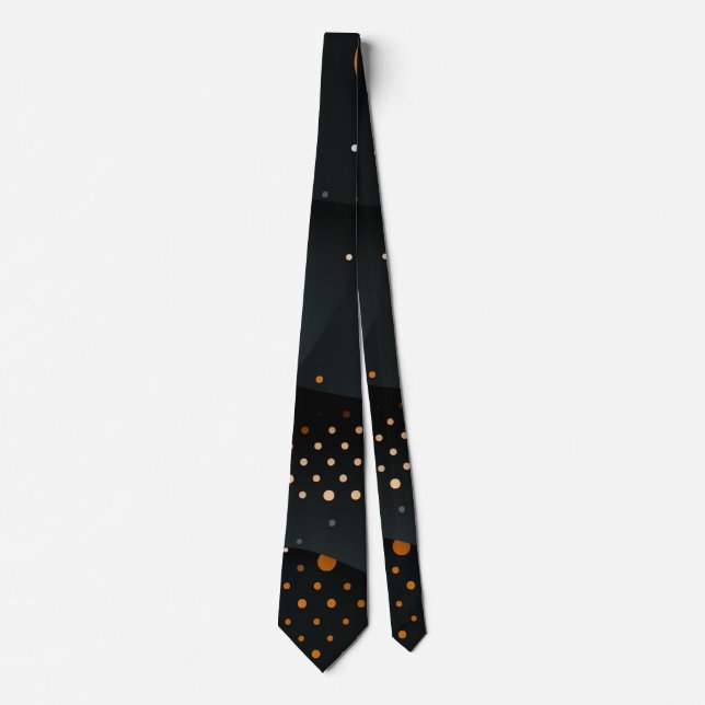 Moderne Schwarze Krawatte mit Orange Dot Pattern (Vorderseite)