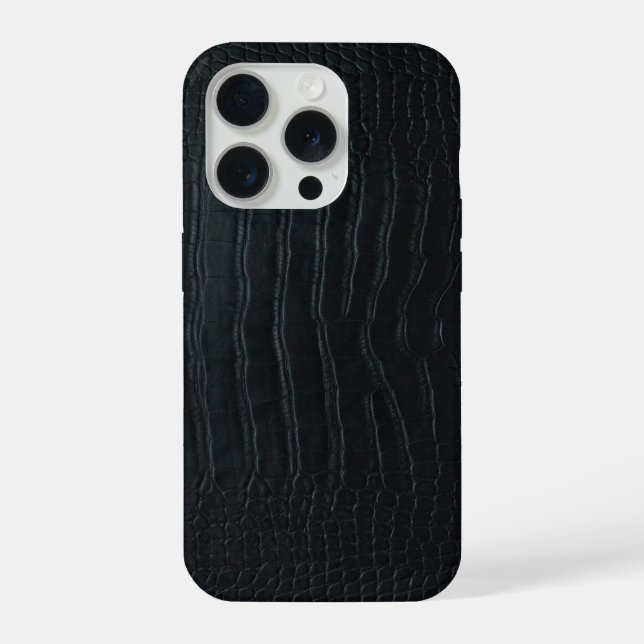 Moderne schwarze Krokodil iPhone Hülle (Rückseite)