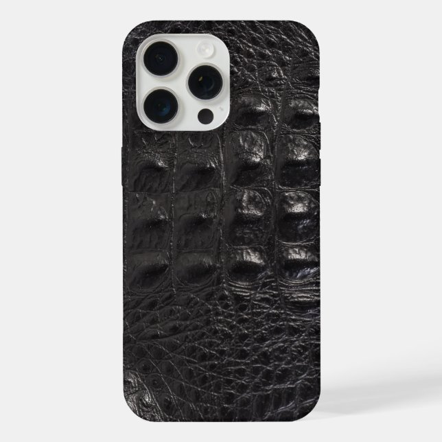 Moderne schwarze Krokodil iPhone Hülle (Rückseite)
