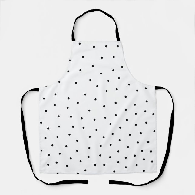 Moderne schwarze Küchenschürze mit Punkten Schürze (Vorderseite)