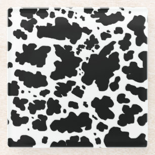 Moderne schwarze Kuh Spots Print Cowboy Bauer Glasuntersetzer