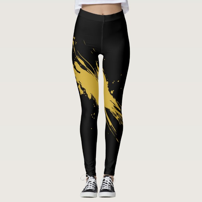 Moderne schwarze Leggings mit hoher Taille für den (Vorderseite)