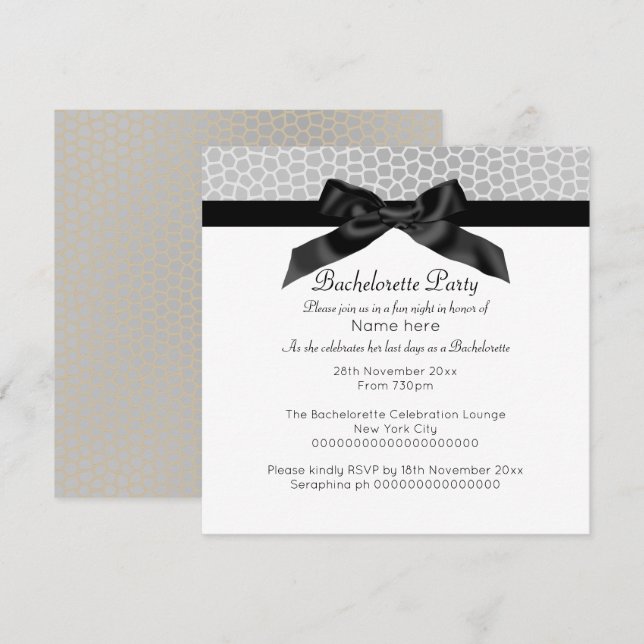 MODERNE SCHWARZE LEOPARD BACHELORETTE EINLADUNG (Vorne/Hinten)