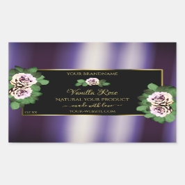 Moderne schwarze Lila Produktkennzeichnungen, flor Rechteckiger Aufkleber