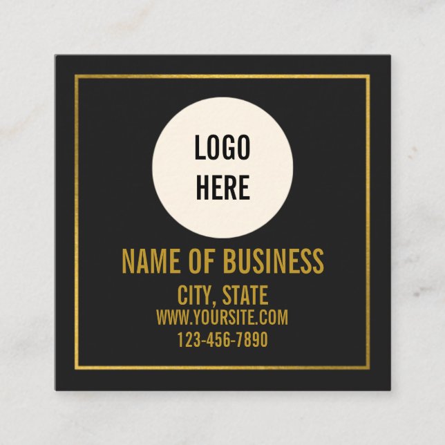 Moderne schwarze Logo-QR-Code-Scan-Website  Quadratische Visitenkarte (Vorderseite)