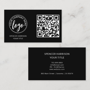 Moderne schwarze Logo-QR-Code-Vorlage Visitenkarte
