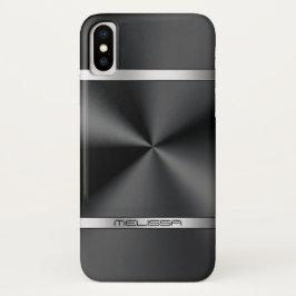 Moderne schwarze Metalldrucksilberstreifen Case-Mate iPhone Hülle