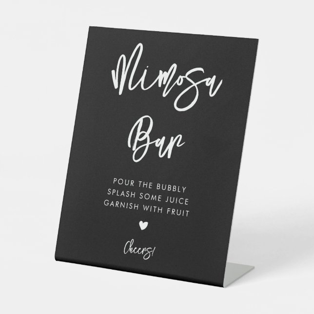 Moderne schwarze Mimosa-Bar Sockelschild (Vorderseite)