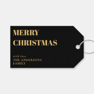 Moderne Schwarze Minimal zeitgenössische frohe Wei Geschenkanhänger
