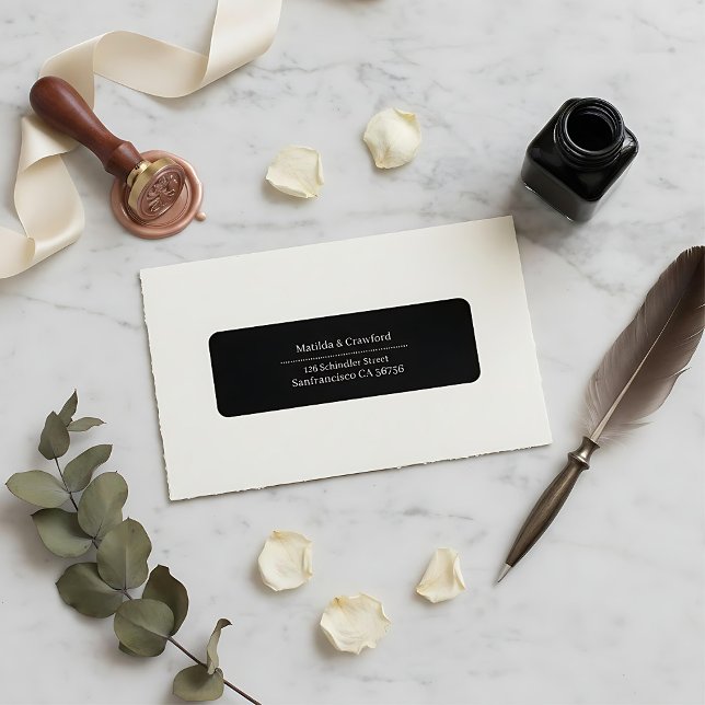 Moderne Schwarze minimale Script-Rücksendeadresse (Von Creator hochgeladen)