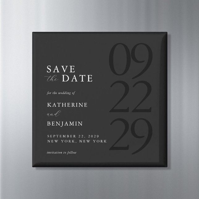 Moderne schwarze minimalistische Hochzeit Magnet (Von Creator hochgeladen)