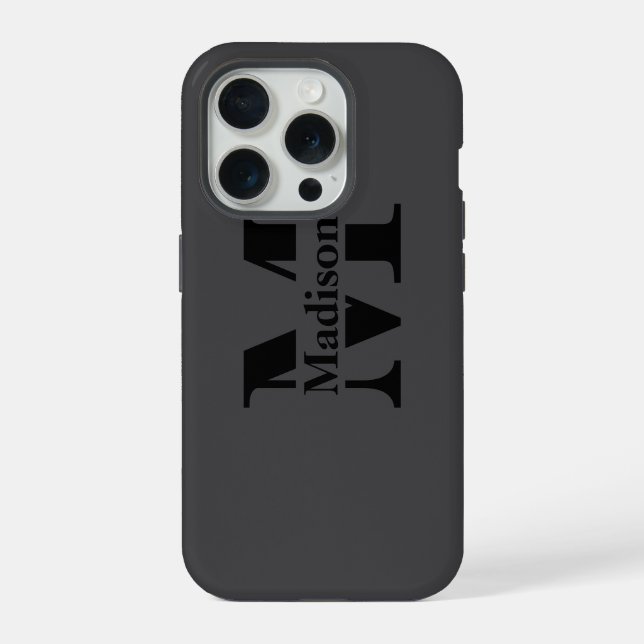 Moderne schwarze, minimalistische Monogramm Case-M iPhone Hülle (Rückseite)