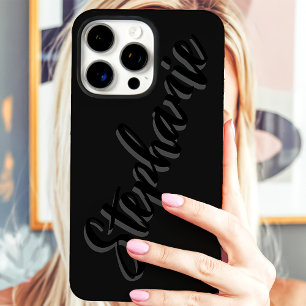 Moderne schwarze minimalistische Schriftzug Name iPhone 16 Pro Max Hülle