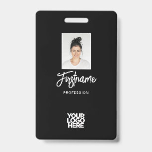 Moderne schwarze Mitarbeiter-Foto, Logo, Name Ausweis