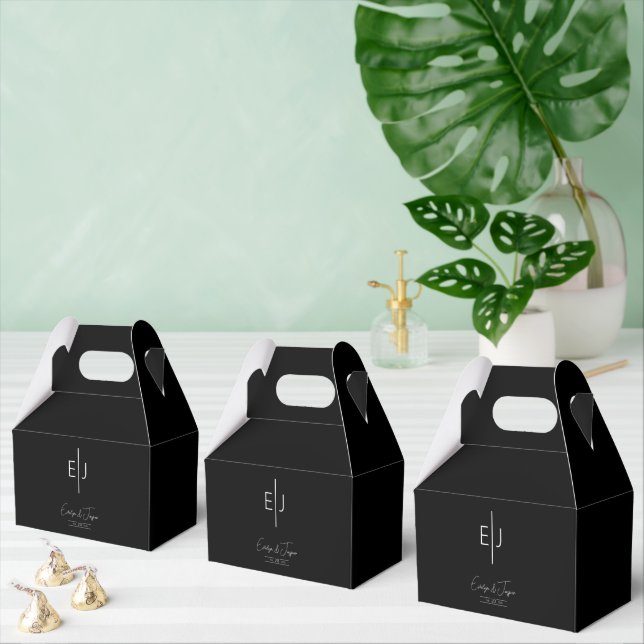 Moderne Schwarze Monogramm-Bevorzugung Geschenkschachtel (Zahlreiche)