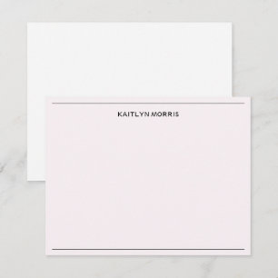 Moderne schwarze Monogramm Casual Ultra Blassrosa Mitteilungskarte